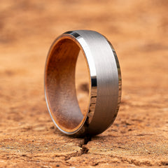 Serenus tungsten ring with koa wood insert by Natural Rings